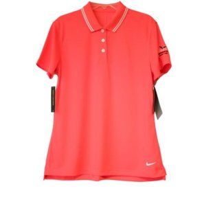 NIKE Women's Golf Shirt Bright Coral SMALL Dri-Fit Recycled Poly Polo NWT
